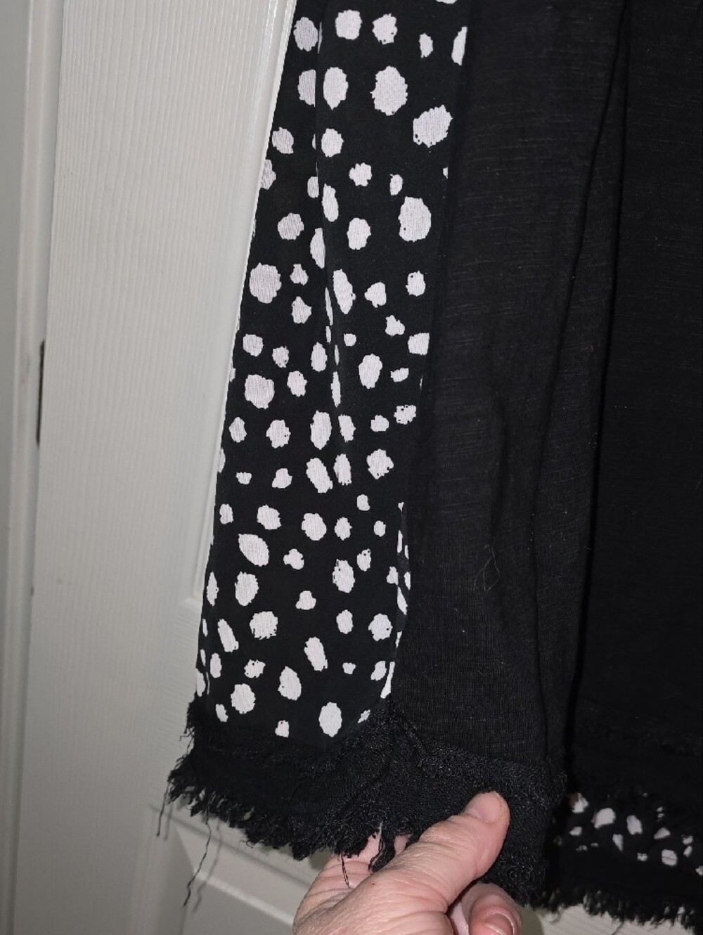 Umgee Black Short Sleeve Layered Top with White Spot Back Panel - Picture 5 of 7